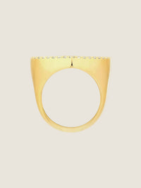 Cosmic Blue Forever — 18k Gold Heart Signet Ring with Blue Enamel & Diamonds