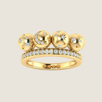 Bubble IV — Sandrine Barabinot 18k gold ring with four spheres on a pavé diamond band