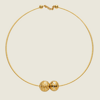 Torque Double Take necklace in 18k gold, one brushed and one polished Bubble sphere set with diamonds — Sandrine Barabinot